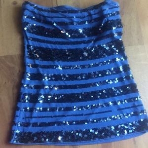 Express sequin strapless top